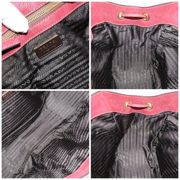 PRADA Shoulder Bag Leather Nylon Red Gold Auth 138849 - Picture 15 of 16